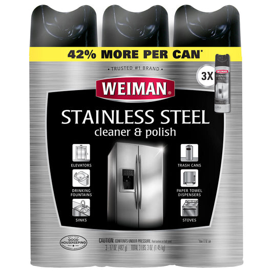 Weiman Stainless Steel Cleaner and Polish 17oz 3pk