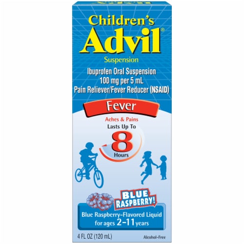 Childrens Advil FeverReducer Suspension Ibuprofen DyeFree BlueRaspberry 4.0fl oz