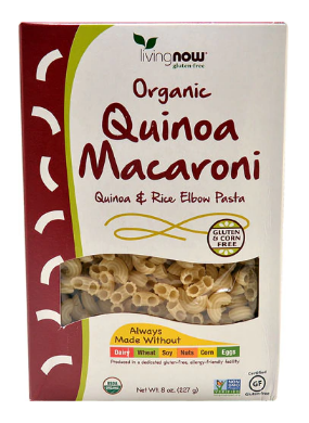 NOW Foods Livingnow Organic Quinoa Macaroni and Rice Elbow Pasta  8 oz