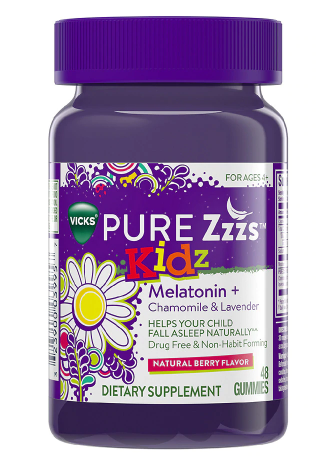 PURE Zzzs Kidz Melatonin Chamomile Lavender Sleep Aid Gummies Natural Berry 48ea