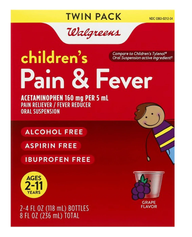 Walgreens Childrens Pain Relief Suspension Liquid 2 Pack Grape 4floz 2 pack