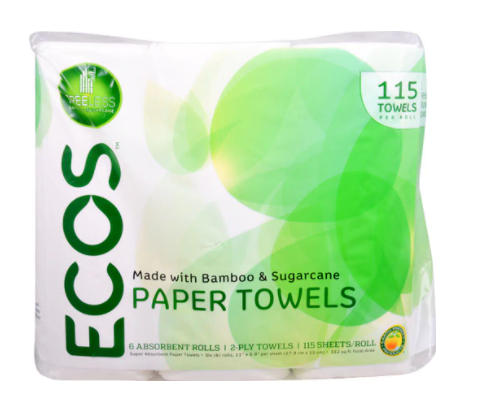 Earth Friendly ECOS Paper Towels 2 Ply 6 Rolls