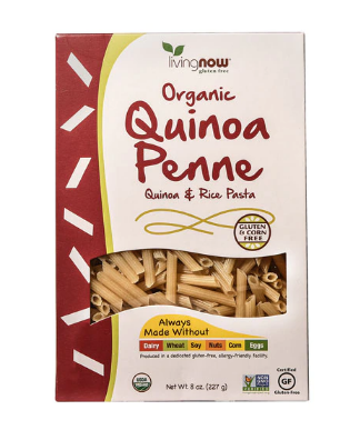 NOW Foods Livingnow Organic Quinoa and Rice Penne Pasta  8 oz