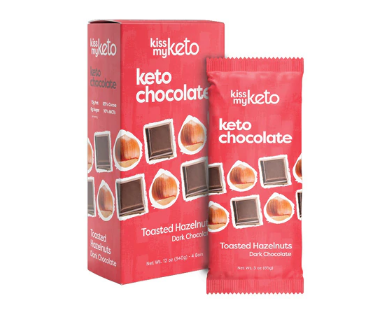 Kiss My Keto Ketogenic Chocolate Toasted Hazelnut 4 Bars