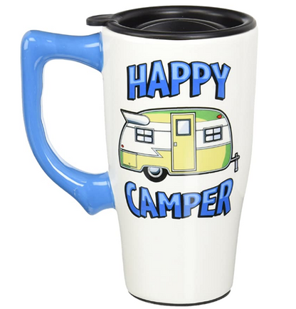 Spoontiques Happy Camper Travel Mug, 16 ounces, Multicolor