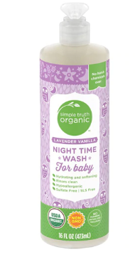 Simple Truth Organic Night Time Wash For Baby Lavender Vanilla  16 fl oz
