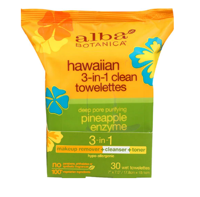 Hawaiian 3in1 Clean Towelettes Alba Botanica 30ct