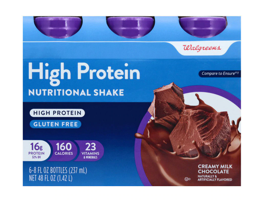 Walgreens High Protein Nutritional Shake Creamy Milk Chocolate 8oz  6pk