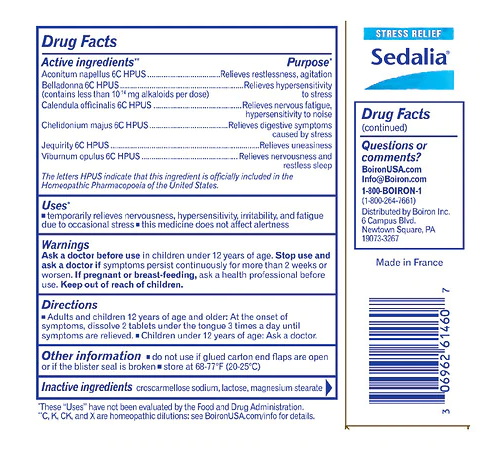 Boiron Sedalia Tablets Homeopathic Medicine for Stress Relief 60.0ea
