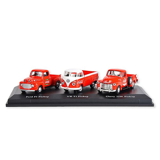 Coca Cola 1 over 72 Scale Classic Pickups Diecast Cars Set of 3