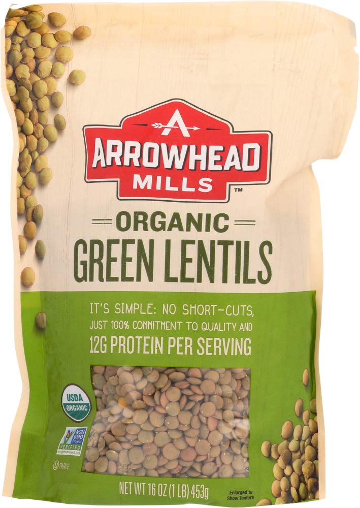 Organic Green Lentils Arrowhead Mills 16oz