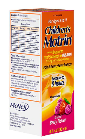 Children's Motrin Ibuprofen Kids Medicine Berry 4.0oz