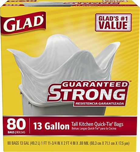 Glad Tall Kitchen Quick Tie Garbage Bags 80 Count