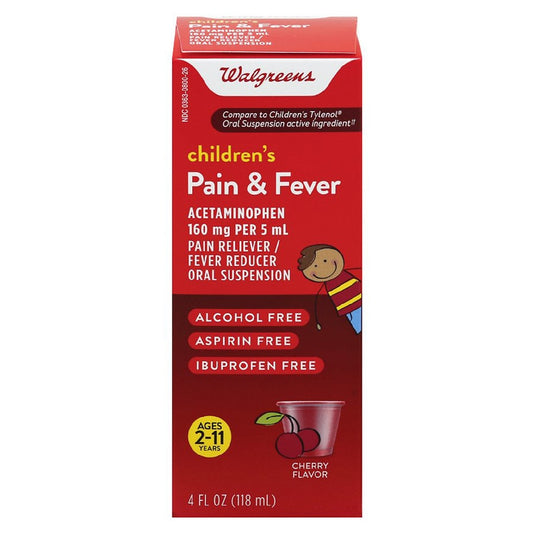 Walgreens Pain Fever Childrens Suspension Cherry 4.0oz