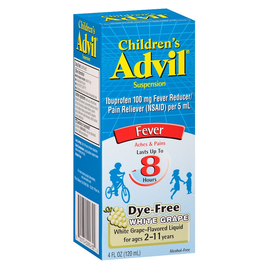 Childrens Advil Fever Reducer Pain Reliever Ibuprofen Oral Suspension Grape flvr