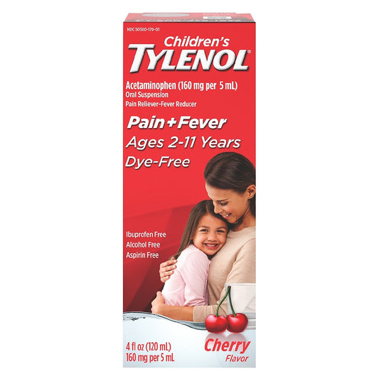 Childrens TYLENOL Pain plus Fever Medicine Dye Free Cherry 4.0oz