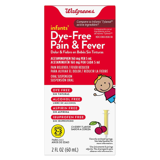 Walgreens Infants Pain and Fever Acetaminophen 160 mg per 5 mL Cherry 2.0fl oz