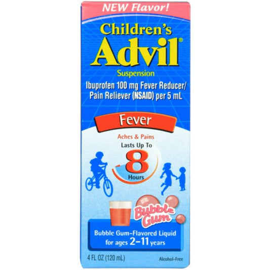 Childrens Advil Fever Reducer Pain Reliever Ibuprofen Oral Suspension Bubble Gum