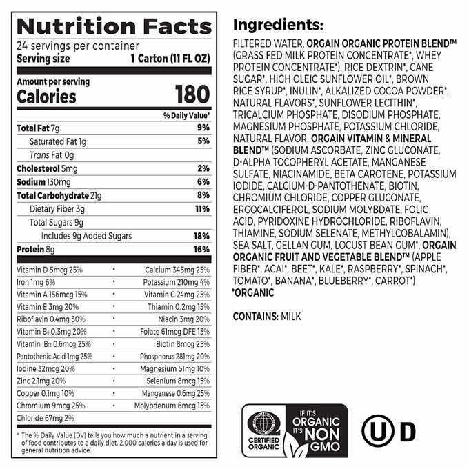 Orgain USDA Organic Kids Nutritional Protein Shake 8floz 24 count