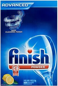 Finish Dishwasher Powder Detergent Lemon Scent  White 75oz